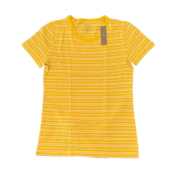 NWT J. Crew Gold/Yellow Stripe Cotton Crewneck T-Shirt - SIZE SMALL - Picture 1 of 10